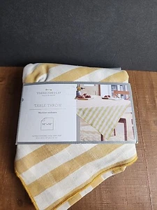 Threshold Table Throw Cotton Striped Table Throw 50"x50" - Picture 1 of 11