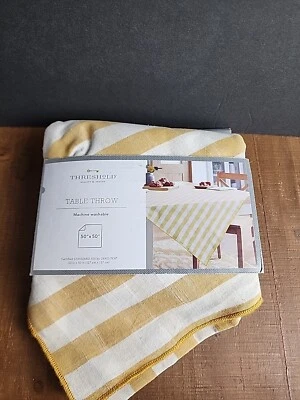 Threshold Table Throw Cotton Striped Table Throw 50"x50" - Image 1 of 4