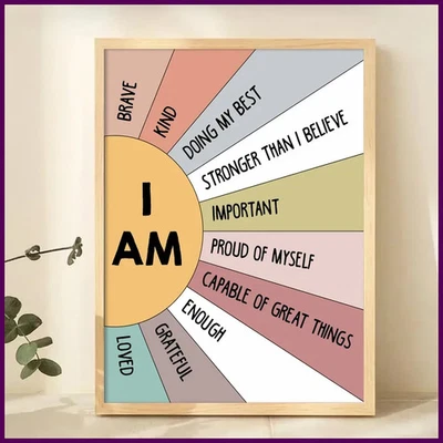 1PCS Educational Sun Colorful Positive Affirmation Quote Boho Poster Wall Art - Image 1 of 4