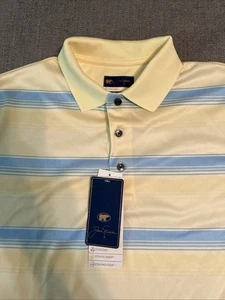 Polo Jack Nicklaus StayDri Uomo M Golf Giallo Blu Righe Protezione UV - Foto 1 di 9