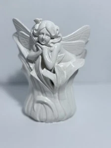 Jugendstil Fee Übertopf oder Vase 8,25 cm hoch cremeweiß skulptural - Bild 1 von 4