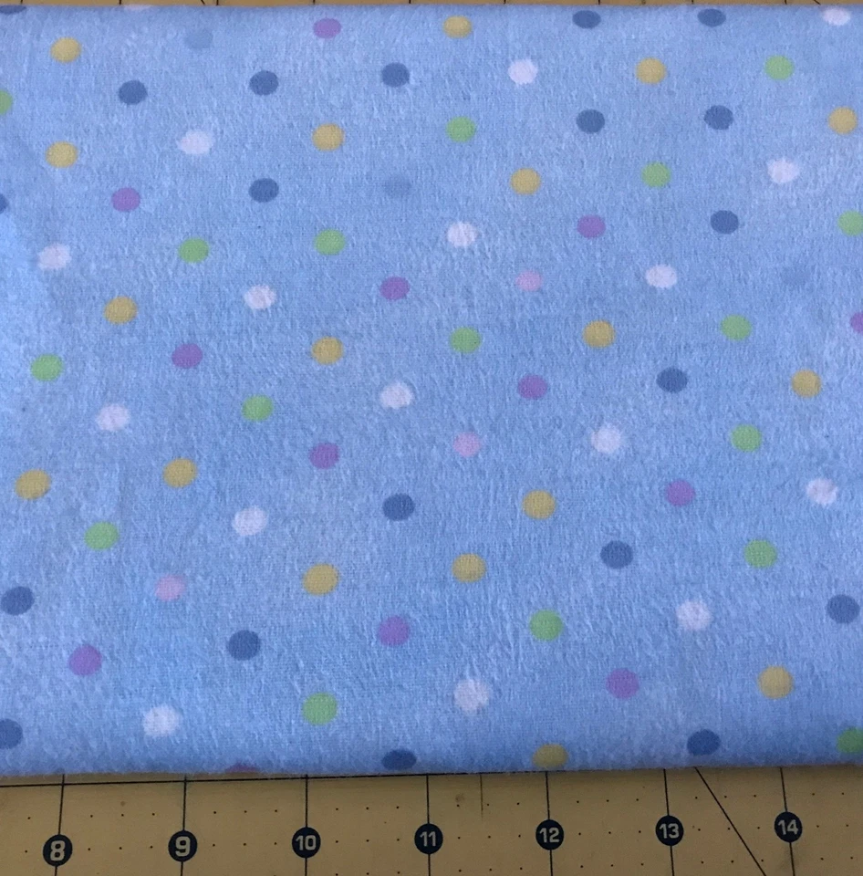 Blue Polka Dots 14” X 42” Flannel fabric #2323a - Image 1 of 1