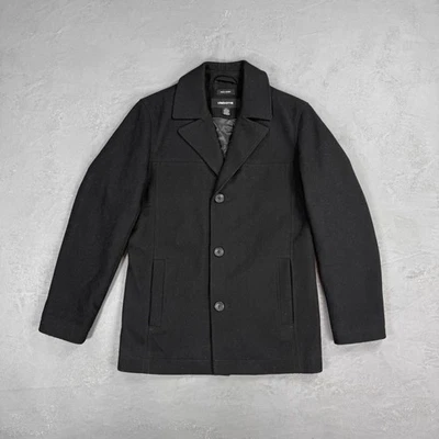 Claiborne Black Wool Blend Button Front Coat w/ Quilted Lining Men's Small - Image 1 of 4