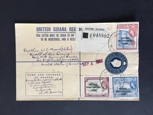 GUYANA BRITANNICA 1966 6c LETTERA REGISTRATA ENV + AGGIORNAMENTI INDIPENDENZA PER USA - Foto 1 di 2