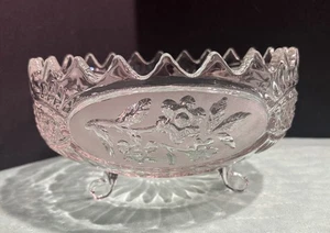 Vintage Bleikristall große Fußschale mattiert mit Blume 8,5”x 4,5” EUC - Bild 1 von 15