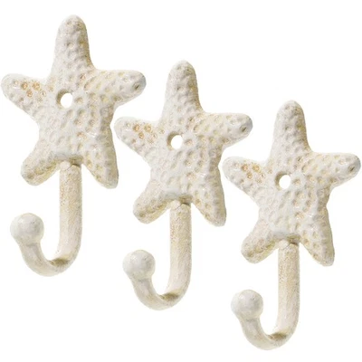  3 Pcs Decorative Wall Hooks Sea Star Shape Ocean Themed Key Nautical Hanging - Image 1 of 4