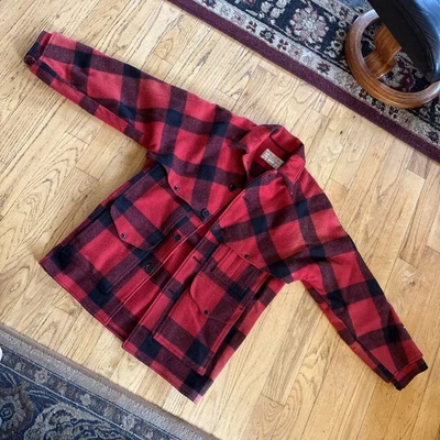 VTG Filson Double Mackinaw Cruiser Mens XL  / 42 Extra Long Red/Black Wool Coat - Image 1 of 4