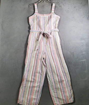 GAP Jumpsuit Womens 8 Multi Stripe Linen Blend Belted Cropped Soft Girl Coastal - Image 1 of 4