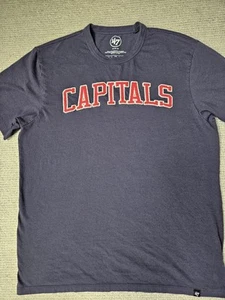 Washington Capitals Crew Neck T-Shirt Blue Medium M - Soft Men's Unisex Cotton - Picture 1 of 6