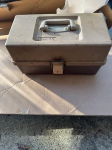 Vintage Plano 4420 Series Fishing Tackle Box – 2-Tier Fold-Out Trays, White/Brow - Picture 1 of 8