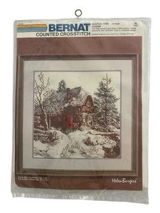 Vintage Bernat Counted Crosstitch Winter Time Helen Burgess WN4088 14" X 14" - Picture 1 of 6