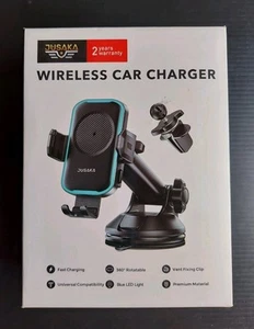 JUSAKA Wireless Car Charger, 15W Fast Charging Auto Clamping Car Phone Sealed - Picture 1 of 8