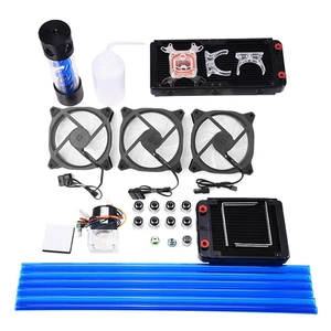 DIY 120/240mm Heat Sink CPU Water Block Pump Reservoir LED Fan Compputer Wate FY - Afbeelding 1 van 9