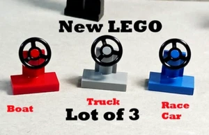 New LEGO Steering Wheel lot of 3 Semi Truck Car Boat Build Vehicle Parts Race - Picture 1 of 1
