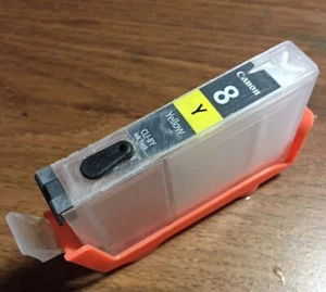 Canon CLI-8Y Yellow (Y) Empty Flushed, drilled w/Clip-Plug - Picture 1 of 3