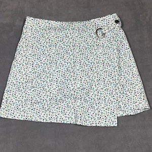 Justice Girls Skort Size 14 White Floral Print Faux Wrap Built in Shorts Stretch - Picture 1 of 9