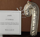 Wallace Sterling Silver Christmas Ornament Candy Cane Ornate Baroque NOS Boxed