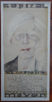 Horst Janssen  " Andy Warhol "  für Zeitschrift Capital   Portrait  handsigniert - Bild 1 von 4