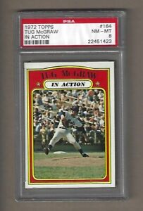 1972   TOPPS   TUG  McGRAW  IN  ACTION  #  164       PSA  8