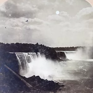 Tarjeta estereográfica vintage de las Cataratas del Niágara EE. UU. por Moonlight - Imagen 1 de 4