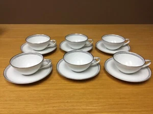 Noritake 5941 SILVER KEY Coffee Cups & Saucers (6 Sets) - Excellent - Picture 1 of 6