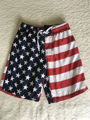 Traje De Baño Pantalones Cortos Faded Glory Rojo Blanco Azul Bandera Para Hombre L 36-38 Foto 1 de 3