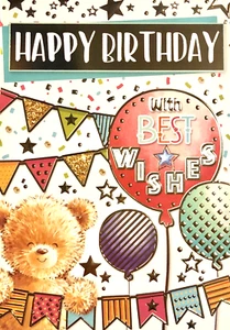 Happy Birthday mit den besten Wünschen offen Geburtstag Grußkarte, nagelneu - Bild 1 von 1