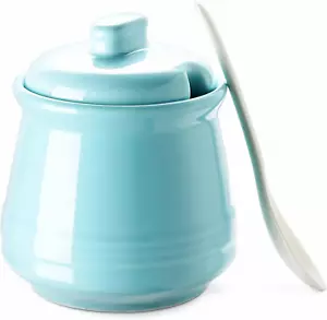 Azúcar DOWAN con tapa y cuchara, soporte de azúcar de cerámica de 12 oz para cafetería - Imagen 1 de 12