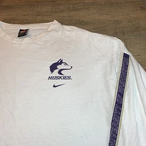 Vintage Nike Team UW Huskies Mens (2XL) Long Sleeve Shirt White Cotton B7 - Picture 1 of 17