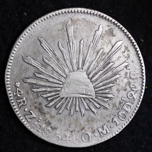 1854 REPUBLICA MEXICANA 4 REALES MEXICO Zs OM SILVER B288 RA - Picture 1 of 2
