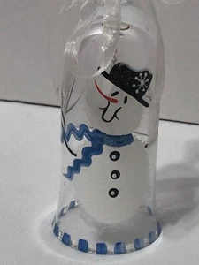 Frosty il pupazzo di neve decorazione campanella natalizia vetro trasparente natalizia smerigliato - Foto 1 di 5