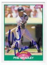 PHIL BRADLEY 1989 SCORE TRADED AUTOGRAPHED SIGNED # 44T BALTIMORE ORIOLES