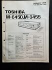 Original Toshiba Color Video Cassette Recorder M-6450, M6455 Service Data Manual