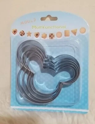 Nuevo Disney Mickey Mouse Huevo Panqueque Anillo Molde Multifuncional Metal Paquete De 5 Foto 1 de 2