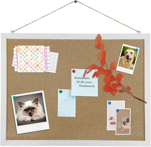 Cork Bulletin Board, 15.7 X 12 Inches Rectangle White Oak Wood Finish Frame for - Picture 1 of 6