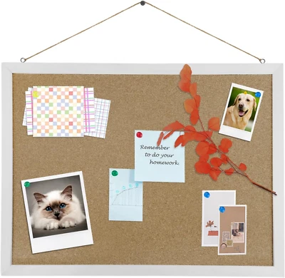 Cork Bulletin Board, 15.7 X 12 Inches Rectangle White Oak Wood Finish Frame for - Image 1 of 4
