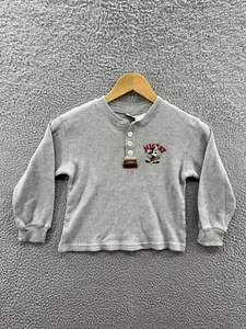Disney Mickey And Co. Gray Waffle Knit Thermal Henley Youth Size 7 - Picture 1 of 4