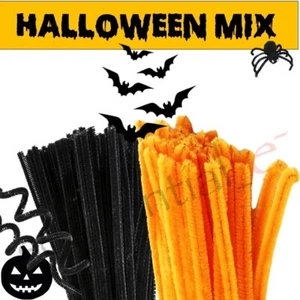 HALLOWEEN Chenille Craft Stems Pipe Cleaners 30cm x 6mm Decorations - Picture 1 of 1