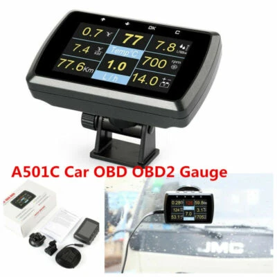 Computadora de coche A501C calibre OBD OBD2 con soporte medidor de velocidad de conducción consumo de combustible Foto 1 de 4