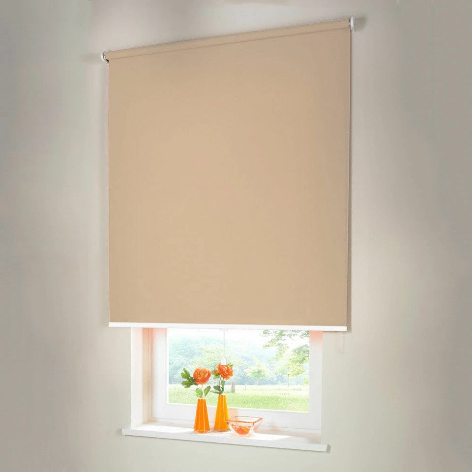 Verdunkelungsrollo Mittelzugrollo Springrollo Rollo - Höhe 120 cm beige-karamell - Bild 1 von 3