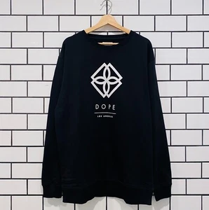 DOPE MONOGRAM WHITE LOGO GRAPHICS BLACK LONG SLEEVES CREW - Picture 1 of 3