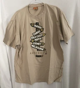 RooRock Australia Souvenir T-Shirt Mens XXXL Beige Graphic Cities X-Post Cotton - Picture 1 of 5