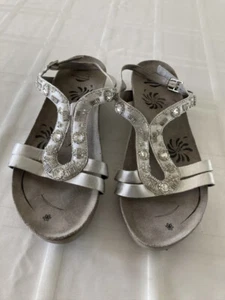 Abeo Women's Sz WN 11 Silver Jeweled Sandals TS0 - Picture 1 of 8