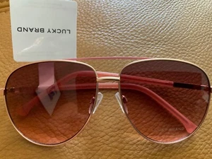 LUCKY BRAND 🍀rose gold pink aviator sunglasses 100%UV protection 58-13-135 NWT - Picture 1 of 8
