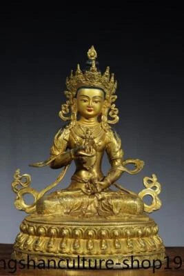 Estatua de Buda Vajrasattva Tara Kwan-Yin GuanYin de bronce antiguo tibetano de 12"" Foto 1 de 4