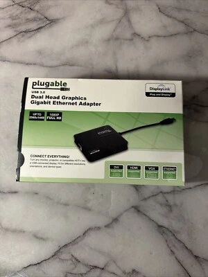 Plugable USB 3.0 dual head graphics gigabit ethernet adapter USB3-3900DHE - Image 1 of 3