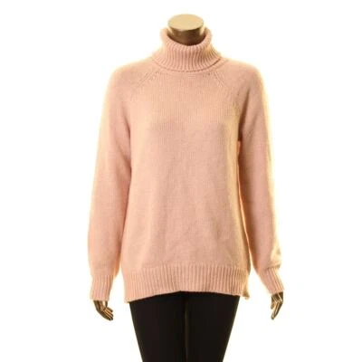 NUEVO TERCIOPELO Para Mujer Rosa Rubor Pullover Cuello Alto Suéter Top M TEDO Foto 1 de 2