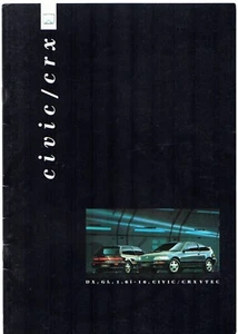 Honda Civic 3-dr & CRX 1991 UK Market Sales Brochure DX GL 1.6i-16 1.6i-VT - Picture 1 of 3