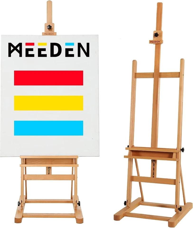 MEEDEN W02B-B Studio Easel Walnut Wood Adjustable with Castors & Tray - Image 1 of 4