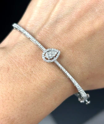 СДЕЛКА! 0,65CTW натуральный круглый багеты бриллиант груши падение женщин браслет 14K золото - Изображение 1 из 4